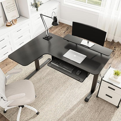 EUREKA ERGONOMIC Standing Desk (61"x43")- L Shaped Desk with Keyboard Tray Adjustable Height Sit Stand Computer Desk Corner Gaming Ergo Desk w Memory Presets, Monitor Stand, LED/USB/Dual Motor, Left