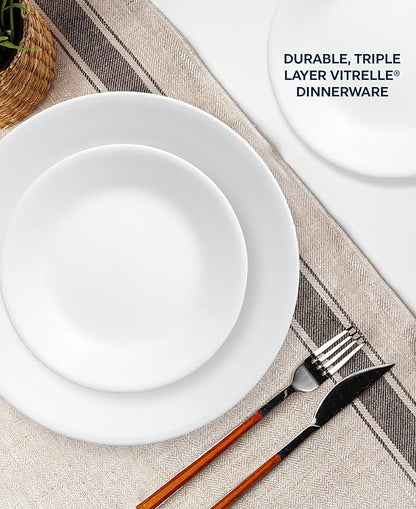 Greesum 3-Piece Rattan Wicker Patio Furniture Set with Rocking Chairs, Glass Table and Corelle 18-Piece Dinnerware Service for 6