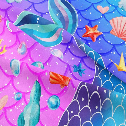 NINENINE Mermaid Tail Bedding Sets for Teens Girls,Purple Princess Comforter Sets Girls,Blue Glitter Bedding Sets,Sparkly Fish Scales Comforter Sets with 1 Comforter 2Pillowcases