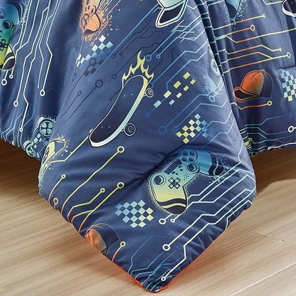 for Kids Game Boy 4-Piece Comforter Set - Beautiful Motif Design Bedding Set with Embrodery Print