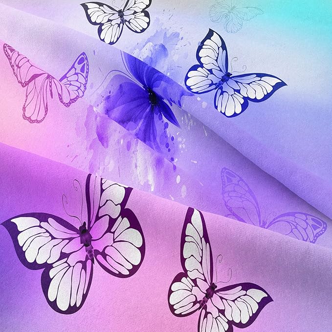 Tailor Shop Butterfly Comforter Set for Girls Kids Teens,Pink Butterfly Bedding Set King Size,Tie Dye Butterflies Comforter Set Butterfly Room Decor Set,with 1 Comforter and 2 Matching Pillowcase…