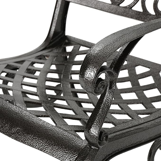 Christopher Knight Home Hallandale Outdoor Sarasota Cast Aluminum Rectangular Dining Set, 7-Pcs Set, Hammered Bronze