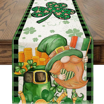 St Patricks Day Table Runner 72 Inches Long Gnome Shamrock Table Runner Happy Saint Patrick’s Day Decor for Kitchen Dining Table Home Party Decorations