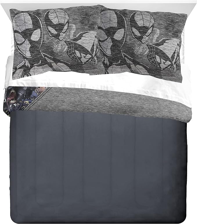Jay Franco Marvel Spiderman Grunge Queen Comforter & Sham Set - Super Soft Kids Bedding - Fade Resistant Microfiber (Official Marvel Product)