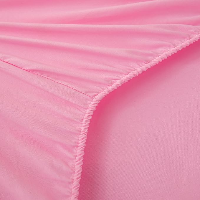 Pink Comforter Set Twin, 5-Piece Bed in a Bag Twin for Teen Girls, Pink Ruffle Bedding Set for Girls Kids, Teen Girls Bedding Sets,Princess Dress Comforter for All Season