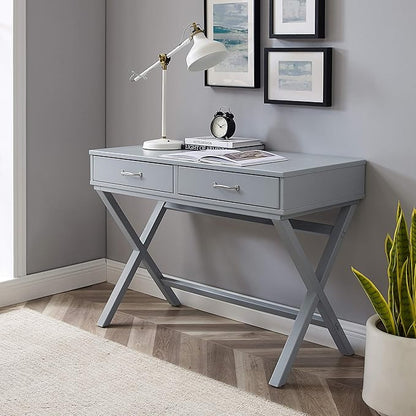Linon Grey Campaign Style Sawyer Desk
