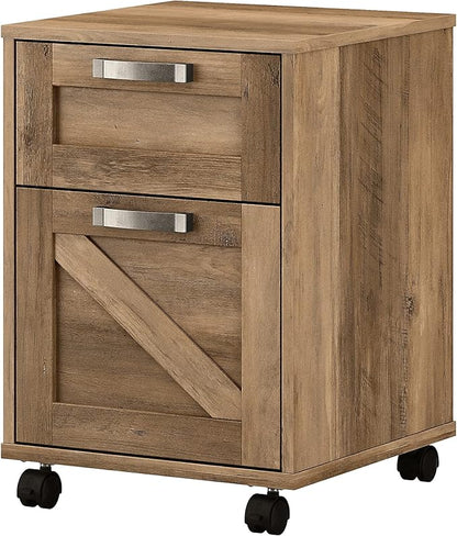 Bush Furniture Knoxville 2 Drawer Mobile File Cabinet, Rolling Document Storage for Home Office, Reclaimed Pine