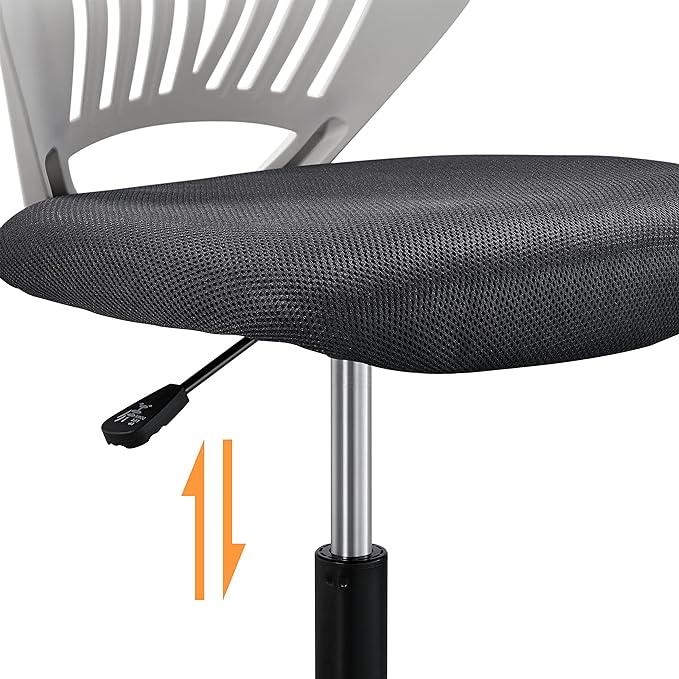 Yaheetech Students Cute Desk Chair Low-Back Armless Study Chair w/Lumbar Support Adjustable Swivel Chair in Home Bedroom School, Dark Gray