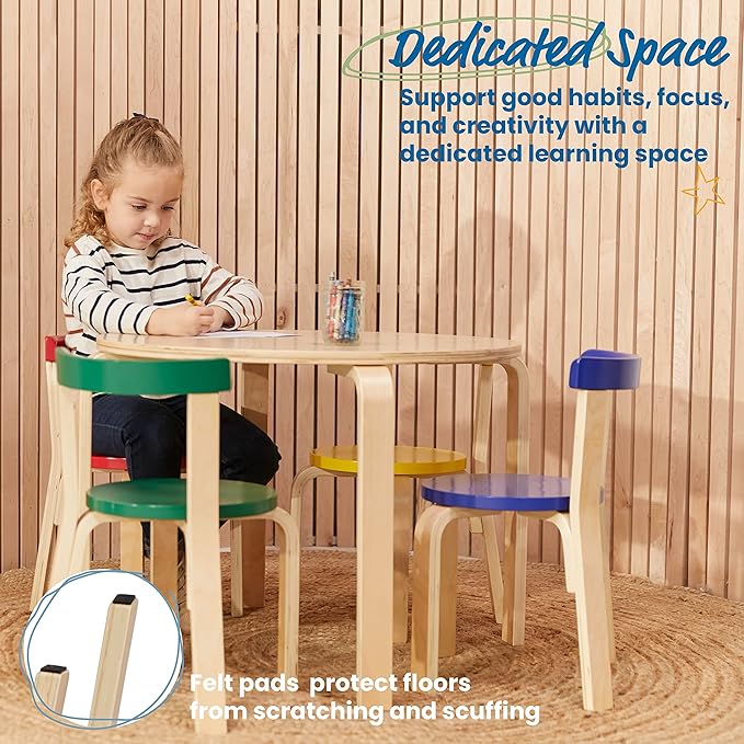 ECR4Kids ECRKids Seating, 5-Piece Table and Chairs Set, Assorted