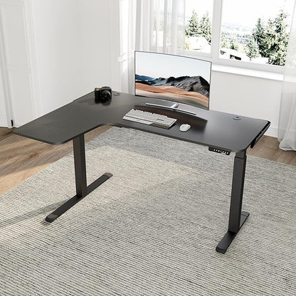 EUREKA ERGONOMIC Standing Desk L Shaped, 60 Inch Gaming Desk Electric Height Adjustable Dual Motor Rising Sit Stand Up Corner Desk for Computer Home Office, Smart Memory Preset Mousepad, Large, Left