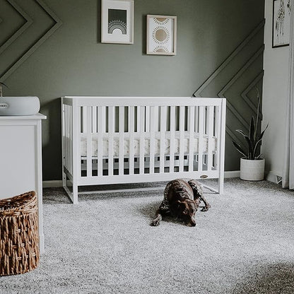Arlo 5-in-1 Convertible Crib in White, JPMA Certified, 3 Mattress Height Settings, Non-Toxic Finish, Made of Sustainable and Sturdy Pinewood