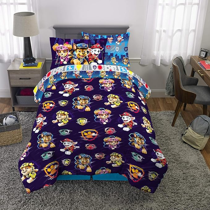 Franco Kids Bedding Super Soft Comforter and Sheet Set with Sham, 5 Piece Twin Size, Paw Patrol Movie