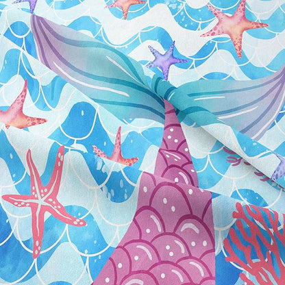 NINENINE Mermaid Tail Bedding Sets for Teens Girls, Princess Comforter Set, Blue Glitter Bedding Sets for Teens Girls,Sea Animal Kids Fish Scales Comforter Sets with 1 Comforter 2Pillowcases