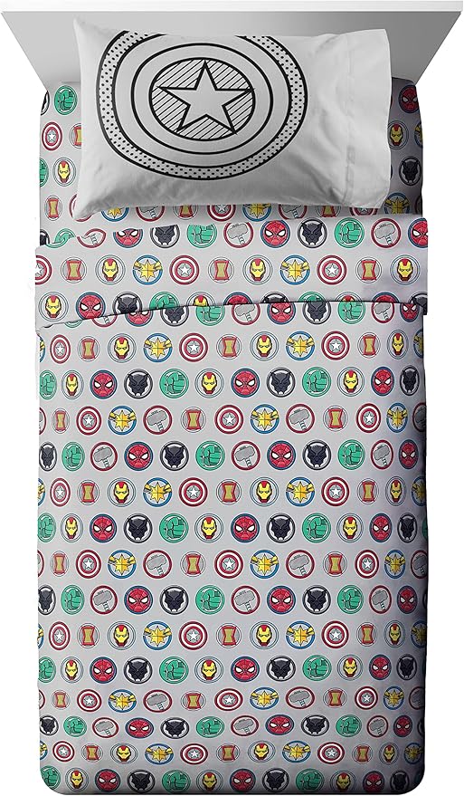 Jay Franco Marvel Avengers Pop 7 Piece Full Size Bed Set - includes Comforter & Sheet Set - Super Soft Fade Resistant Microfiber (Official Marvel Product)