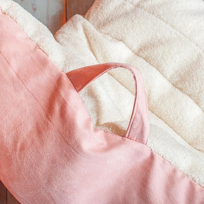 Big Joe Roma Bean Bag Chair, Oat Sherpa and Desert Rose, Vegan Suede, 3 feet