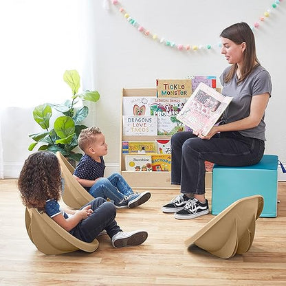 ECR4Kids Leaf Floor Seat, Rocker Chair, Sand, 6-Piece