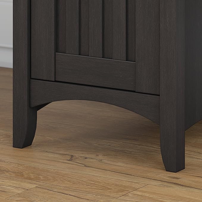 Bush Furniture Salinas 60W L Shaped Desk with Hutch and 5 Shelf Bookcase in Vintage Black