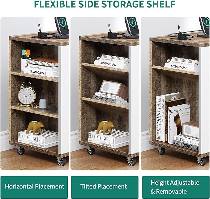 YITAHOME File Cabinet with Charging Station, Mobile Lateral Filing Cabinet with Lock for Home Office, Printer Stand with Open Storage Shelf, Fits A4, Letter, Legal Size Files, Grey Wash & White