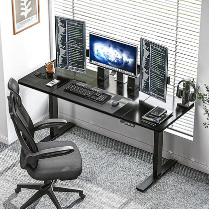 soges 63in Electric Standing Desk Ergonomic Height Adjustable Computer Desk Sit Stand Desk Home Office Desks Standing Desk, Black