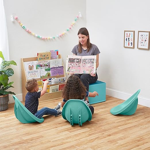 ECR4Kids Leaf Floor Seat, Rocker Chair, Seafoam, 6-Piece