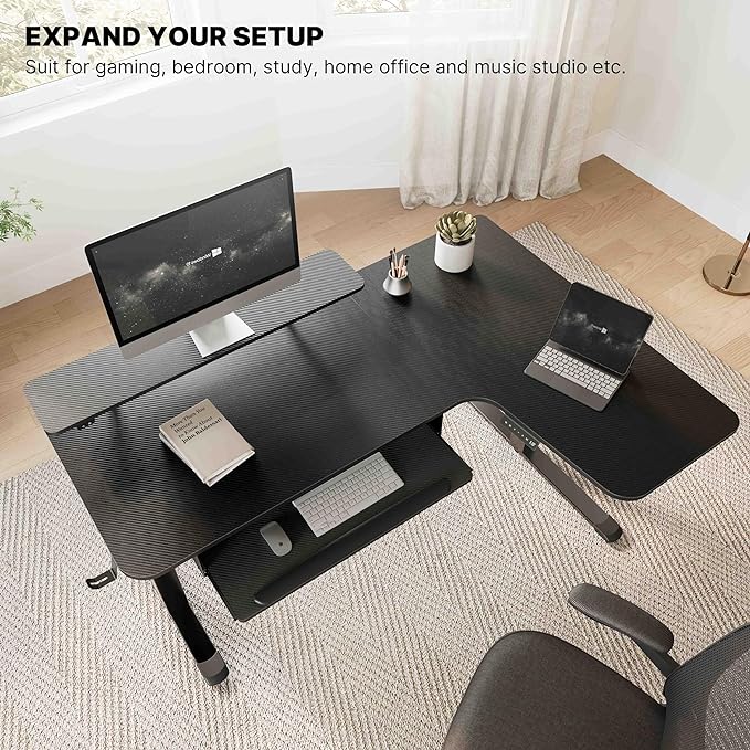EUREKA ERGONOMIC Standing Desk (61"x43")- L Shaped Desk with Keyboard Tray Adjustable Height Sit Stand Computer Desk Corner Gaming Ergo Desk w Memory Presets, Monitor Stand, LED/USB/Dual Motor, Right