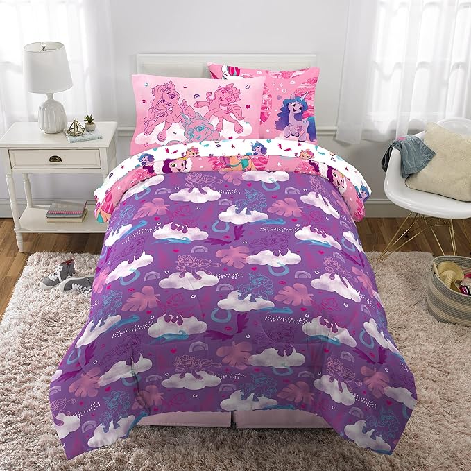 Franco Kids Bedding Super Soft Comforter and Sheet Set with Sham, 5 Piece Twin Size, My Little Pony