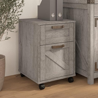 Bush Furniture Knoxville 2 Drawer Mobile File Cabinet, Rolling Document Storage for Home Office, Restored Gray