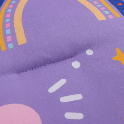 Btargot Lightweight Soft 3 Piece Rainbow Comforter Set with 2 Pillow Covers, Cartoon Love Hearts Flowers and Sun Star Bedding Set for Girls Boys Kids, Queen Dark Purple