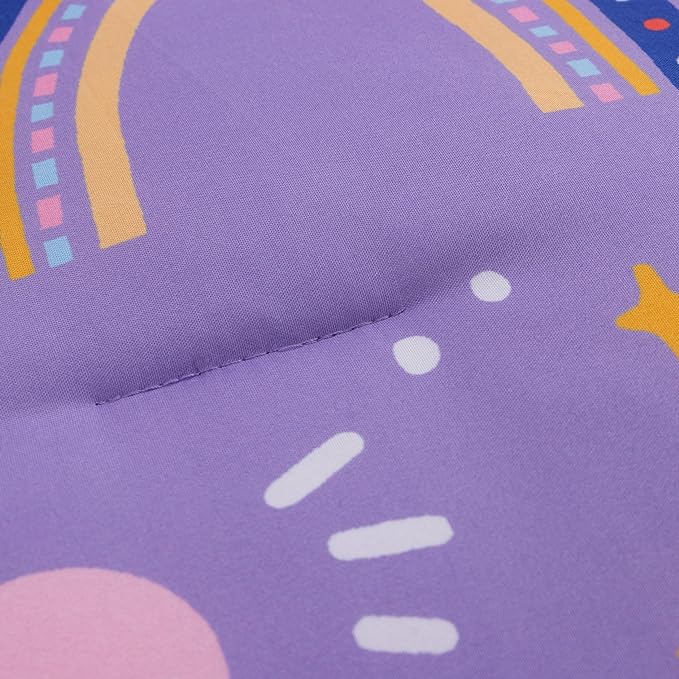 Btargot Lightweight Soft 3 Piece Rainbow Comforter Set with 2 Pillow Covers, Cartoon Love Hearts Flowers and Sun Star Bedding Set for Girls Boys Kids, Twin Dark Purple