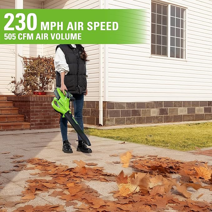 Greenworks 40V (230 MPH / 505 CFM / 75+ Compatible Tools) Cordless Brushless Leaf Blower / Vacuum, Tool Only
