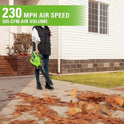 Greenworks 40V (230 MPH / 505 CFM / 75+ Compatible Tools) Cordless Brushless Leaf Blower / Vacuum, Tool Only