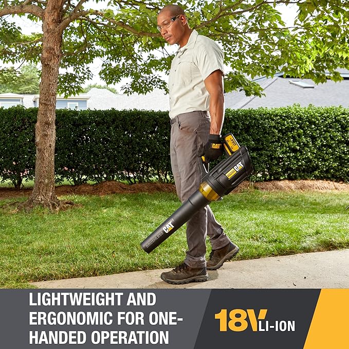 Cat DG250 18V Brushless 450 CFM 100 MPH Leaf Blower Cordless with Battery and Charger, 2-Speed Blowers for Lawn Care, Lightweight Cordless Leaf Blower – Battery & Charger Included