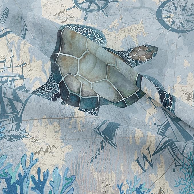 NINENINE Sea Turtle Comforter Set Twin Size for Kids Girls Boys,Ocean Themed Turtle Printed Aqua Blue Bedding Coral Sailboat Bed Set with 1 Comforter 1Pillowcase…