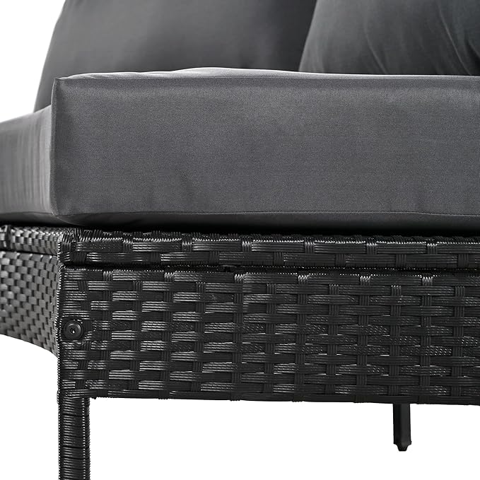 Merax Patio Furniture Sets Outdoor, All Weather Half-Moon Sectional PE Rattan Sofa with Cushions, Grey