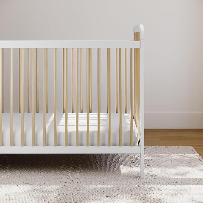 Storkcraft Pasadena 3-in-1 Convertible Crib (White with Driftwood) – GREENGUARD Gold Certified, Converts to Daybed and Toddler Bed, Fits Standard Full-Size Crib Mattress, Adjustable Mattress Height