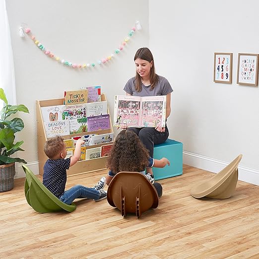 ECR4Kids Leaf Floor Seat, Rocker Chair, Earthtone, 6-Piece