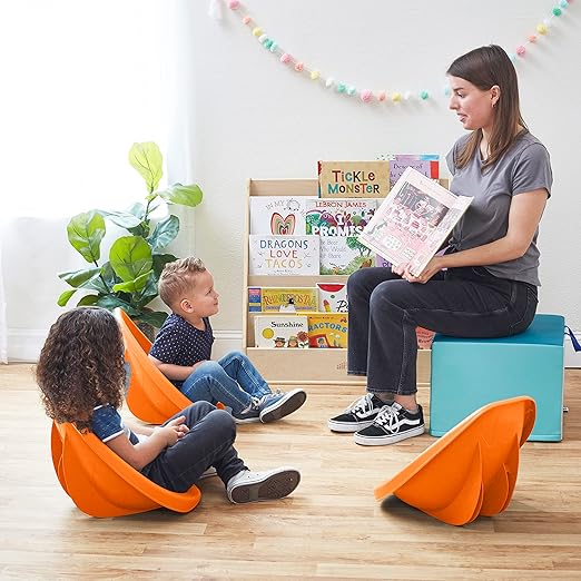 ECR4Kids Leaf Floor Seat, Rocker Chair, Orange, 6-Piece