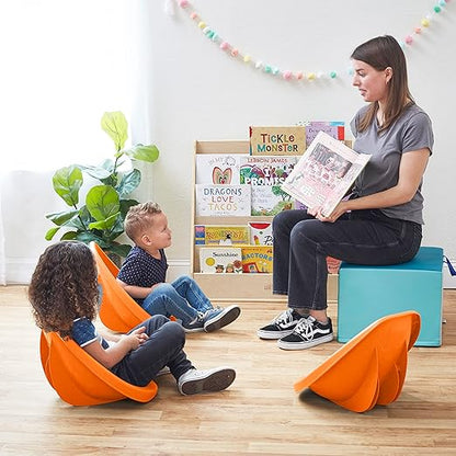 ECR4Kids Leaf Floor Seat, Rocker Chair, Orange, 6-Piece