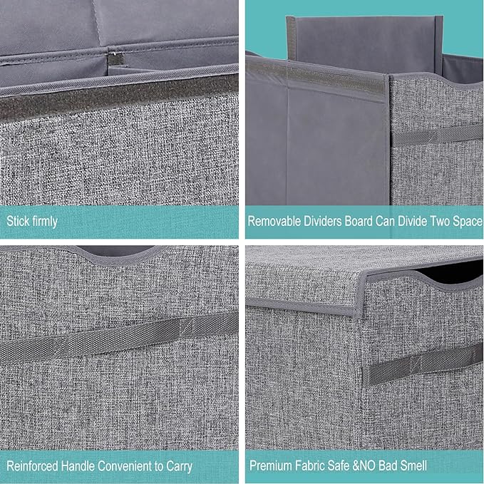 VICTOR'S Kids Toy Box Chest - Extra Large Lightweight Collapsible Toy Storage Organizer Boxes Bins Baskets for Kids, Boys, Girls, Nursery Room, Playroom, Closet (Linen Gray)