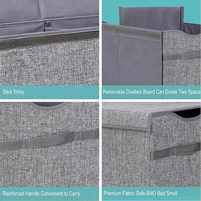 VICTOR'S Kids Toy Box Chest - Extra Large Lightweight Collapsible Toy Storage Organizer Boxes Bins Baskets for Kids, Boys, Girls, Nursery Room, Playroom, Closet (Linen Gray)