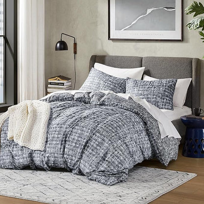 Hyde Lane Comforter King Size for Men, Grey Modern Farmhouse Aesthetic Soft Bedding Set, Masculine Plaid Lines Pattern Bed Sets for All Season, 3 Pieces includes 1 Comforter, 2 Shams (104"x 90")
