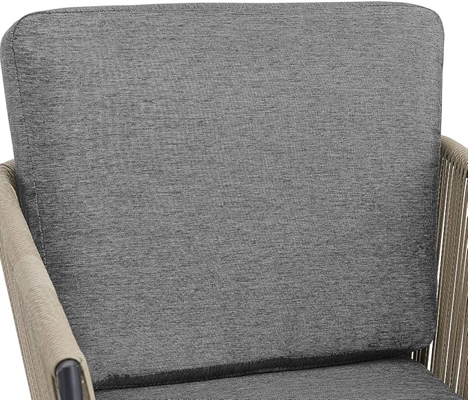 Barton 3 Pieces Wicker Chair Set w/Glass Table Gray Outdoor Patio Furniture Wicker Rattan Modern Conversation Chat Seating