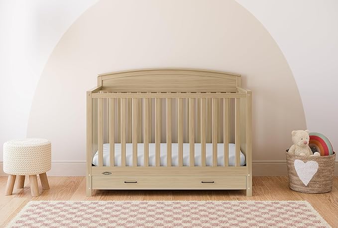 Graco Benton 5-in-1 Convertible Crib (Driftwood) – GREENGUARD Gold Certified, Converts from Baby Crib to Toddler Bed, Daybed and Full-Size Bed, Fits Standard Full-Size Crib Mattress