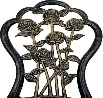 KAILI Outdoor Furniture Bistro Set with Rose Pattern 1 Table 2 Chairs for Garden Patio Porch (Rose-Bronzed)