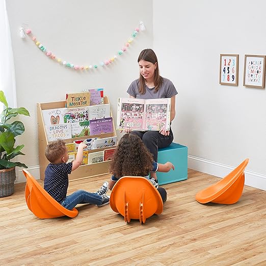 ECR4Kids Leaf Floor Seat, Rocker Chair, Orange, 6-Piece