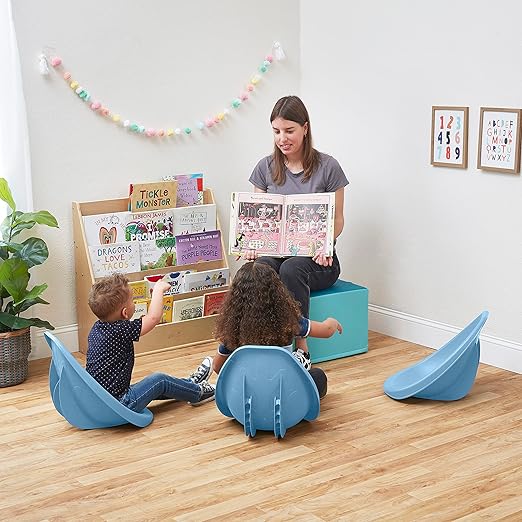 ECR4Kids Leaf Floor Seat, Rocker Chair, Powder Blue, 6-Piece