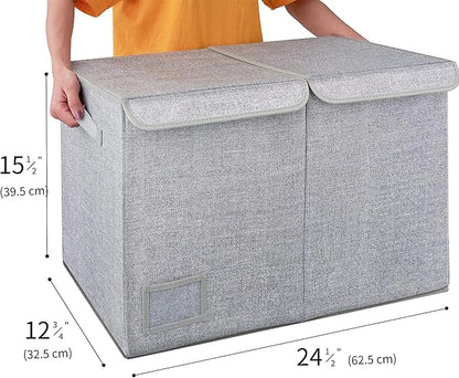 GRANNY SAYS Toy Chest with Lids, Foldable Toy Storage Organizer with Handles, Stuffed Animal Storage for Nursery Room Playroom, Living Room, Large Toy Box for Boys and Girls, Gray