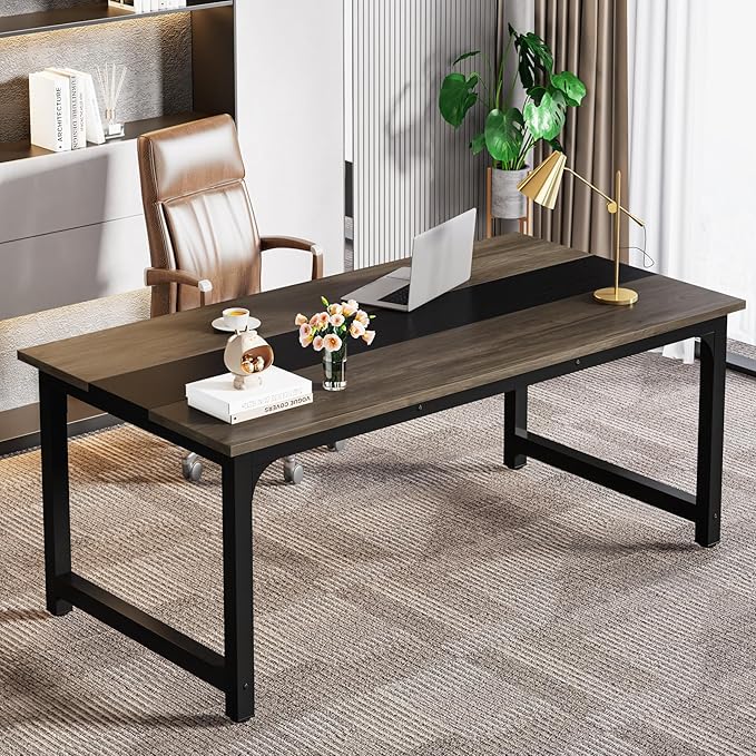 63 Inch Large Executive Office Desk, Simple Computer Workstation with 31.5 inch Extra Wide Desktop for Home Office