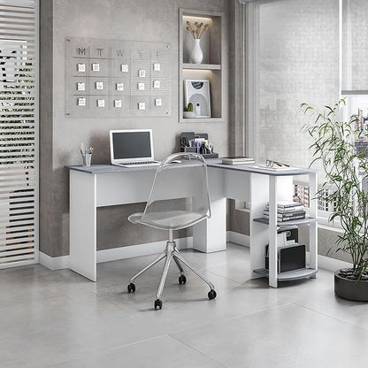 NicBex Laik-DW-00037-DX Desks, 53.5" W x 51.5" D x 29.75" H, White+Gray