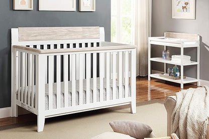 Suite Bebe Hayes 4 in 1 Convertible Crib, White and Wire Brushed Wood